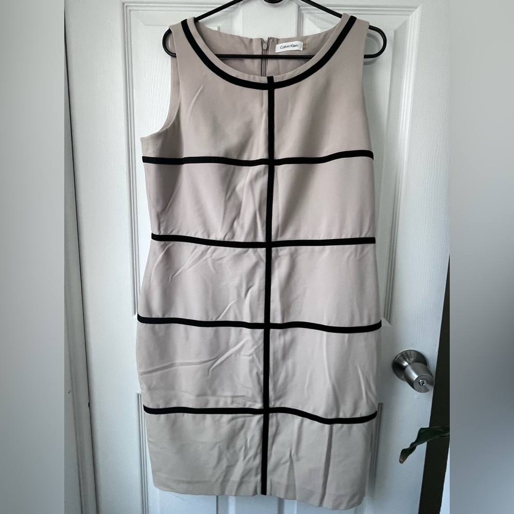 Calvin Klein Cream Mini Dress with Black Trim
